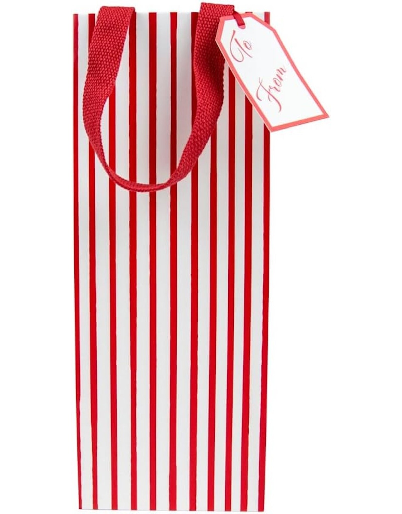 Caspari Christmas Wine And Bottle Gift Bag Stripes For Days