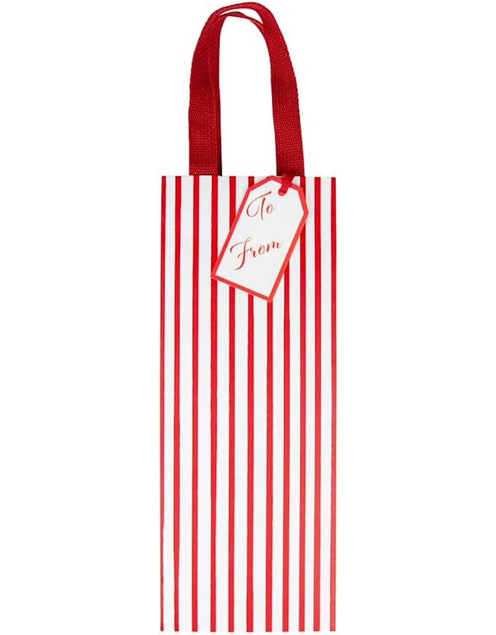 Caspari Christmas Wine And Bottle Gift Bag Stripes For Days