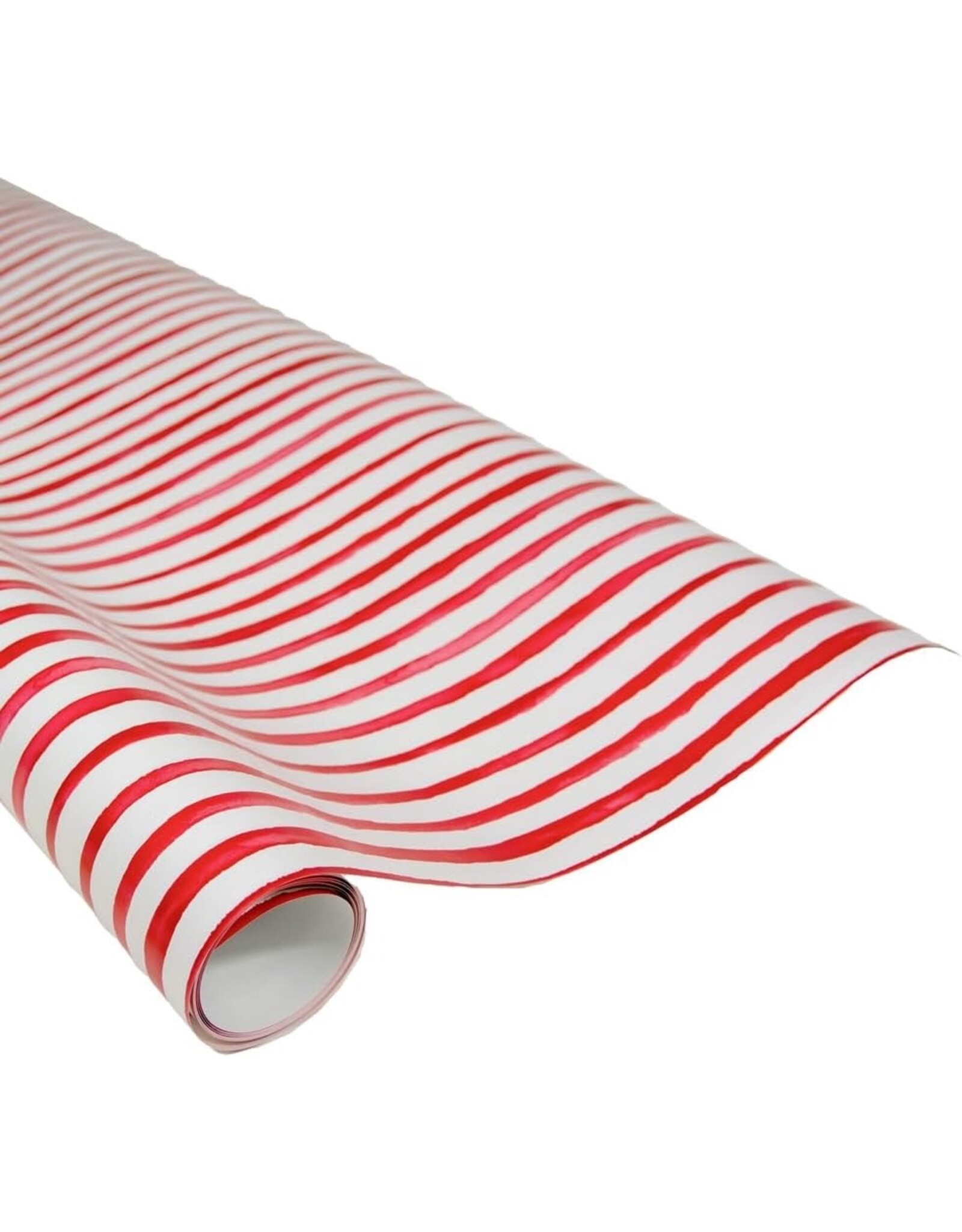 Caspari Christmas Gift Wrapping Paper 8ft Painterly Stripe Red White