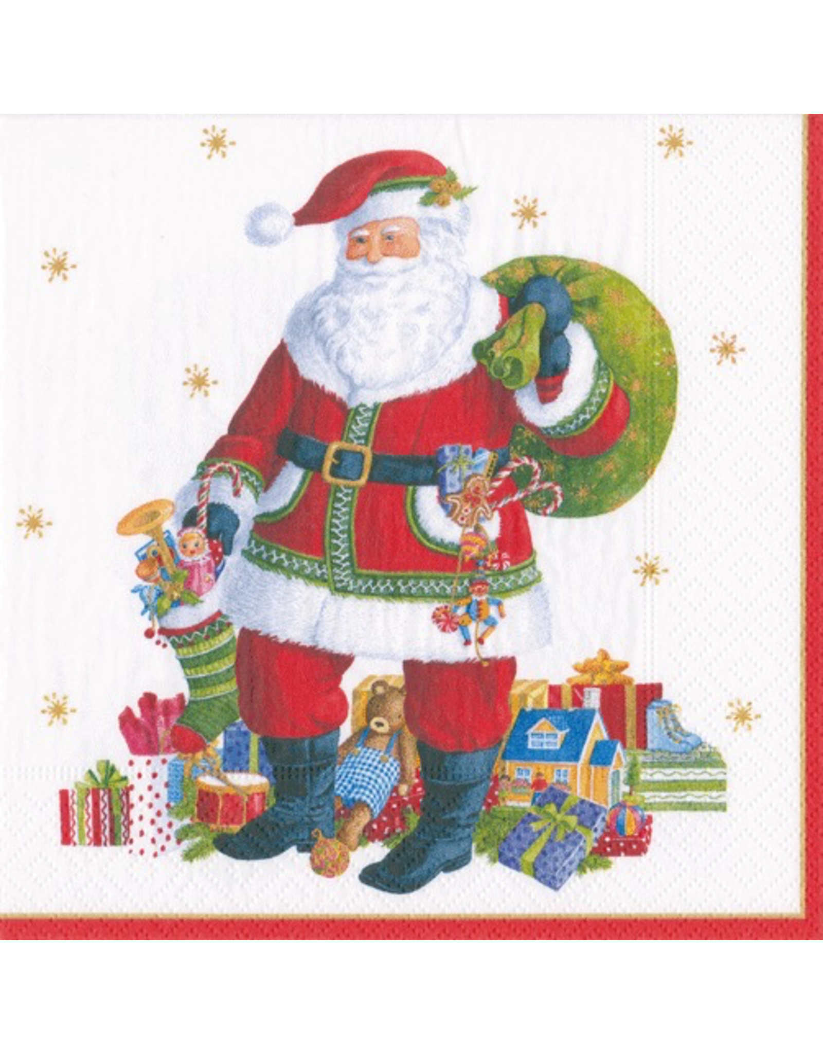 Caspari Christmas Paper Luncheon Napkins 20pk Santa Claus Lane