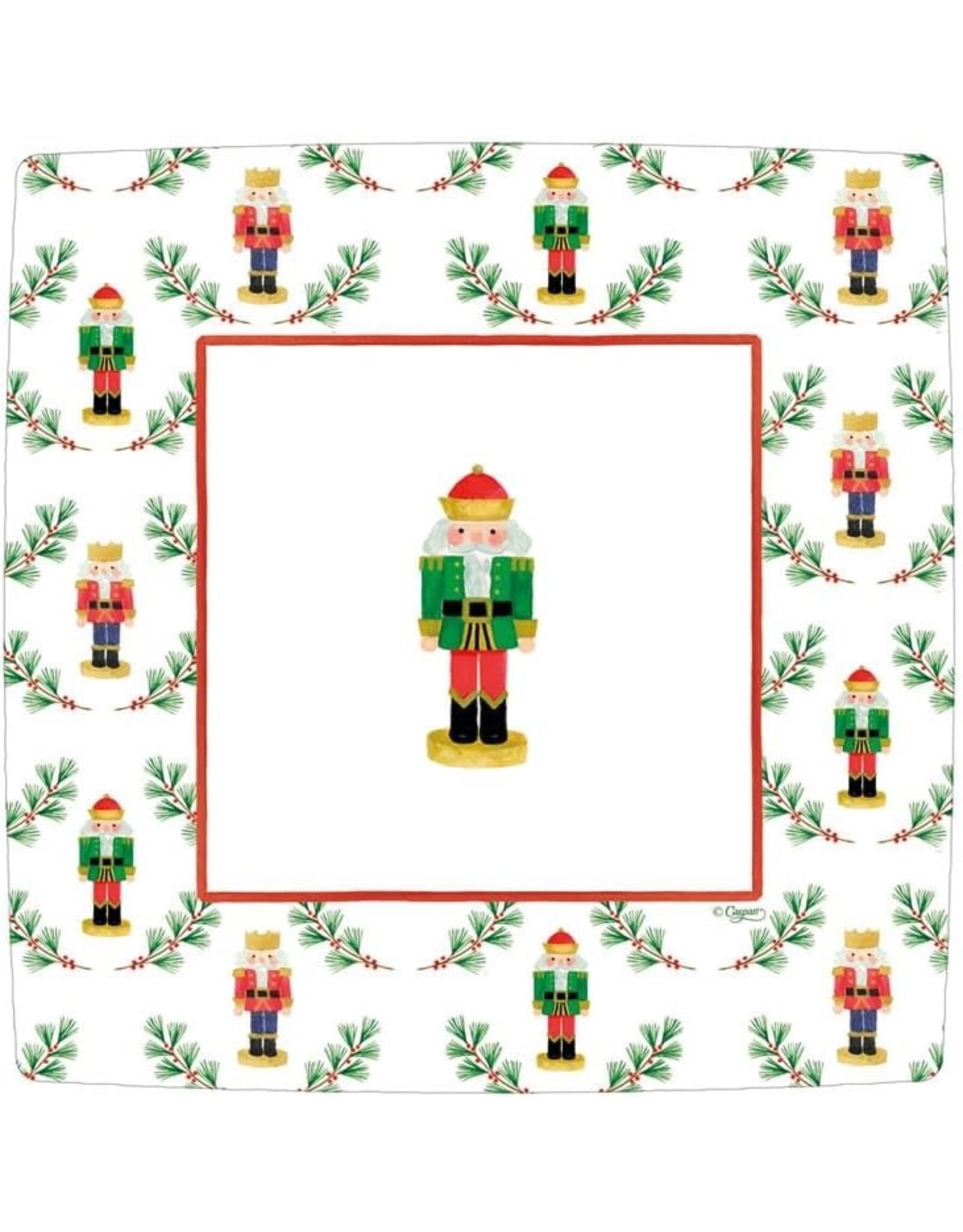 Caspari Christmas Paper Salad Dessert Plates 8pk SQ Little Nutcracker