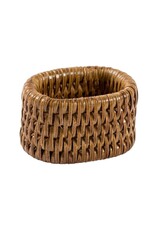 Caspari Rattan Napkin Rings Set of 4 In Dark Natural