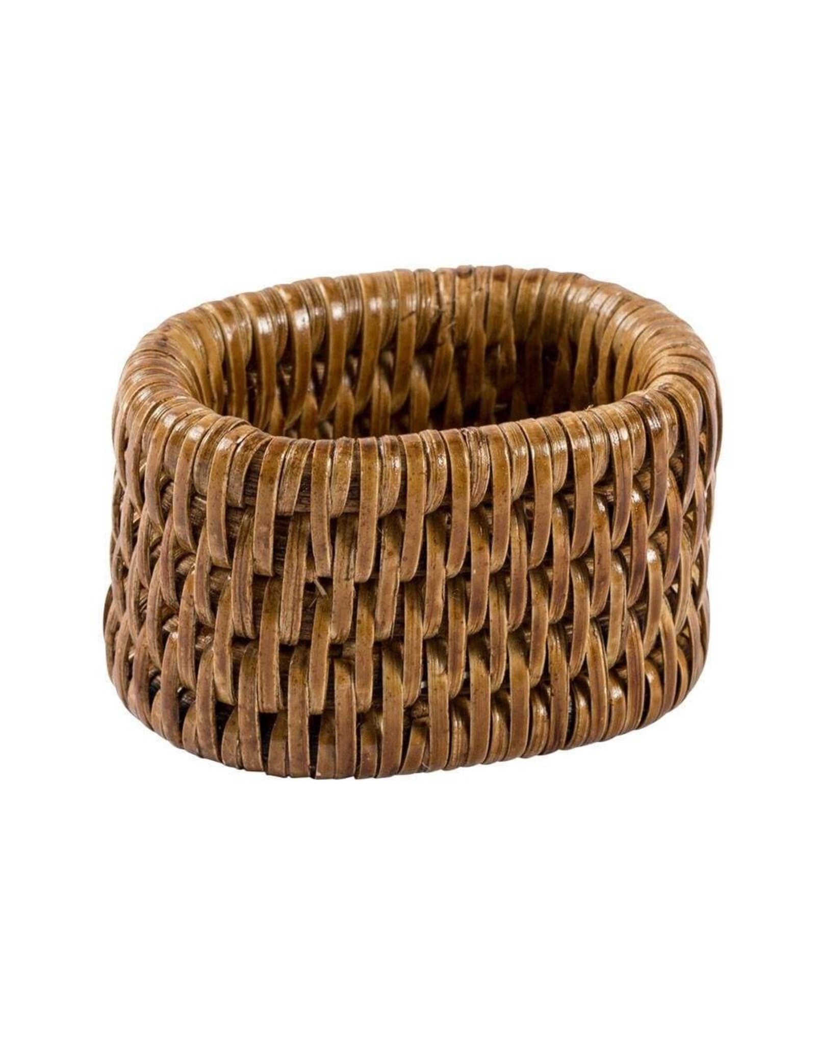 Caspari Rattan Napkin Rings Set of 4 In Dark Natural
