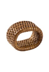 Caspari Rattan Napkin Rings Set of 4 In Dark Natural