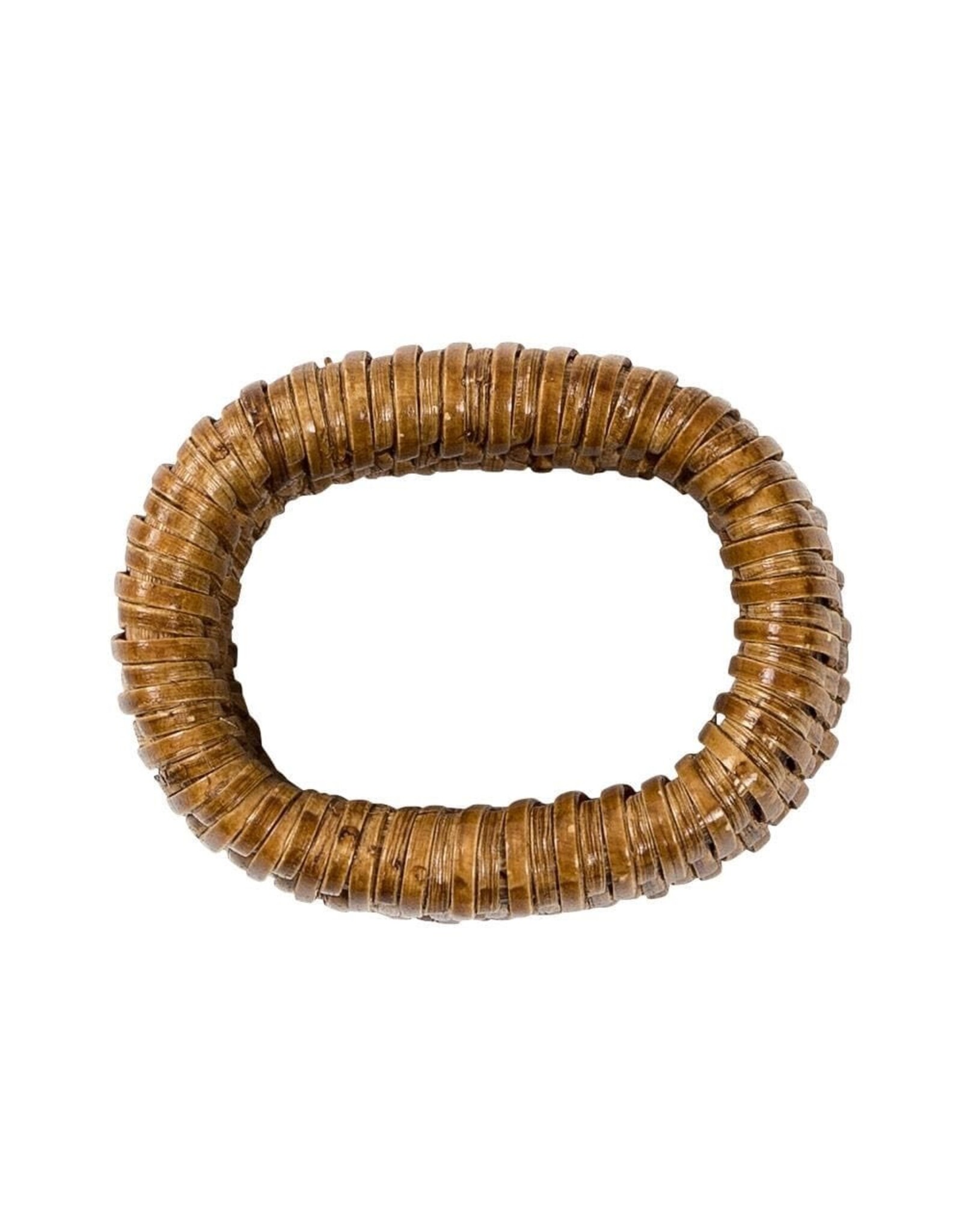 Caspari Rattan Napkin Rings Set of 4 In Dark Natural