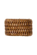 Caspari Rattan Napkin Rings Set of 4 In Dark Natural