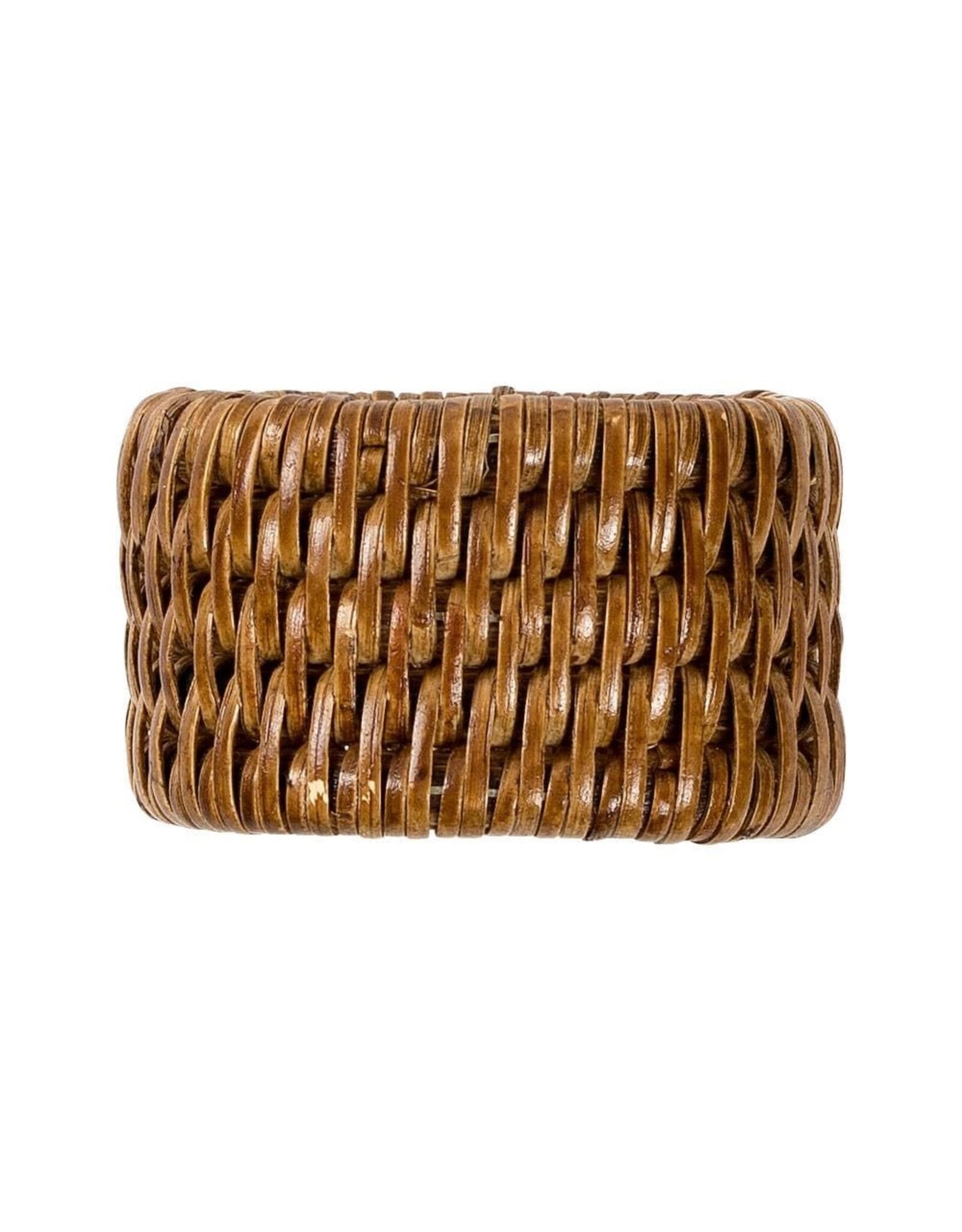 Caspari Rattan Napkin Rings Set of 4 In Dark Natural