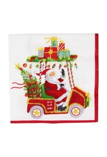 Caspari Christmas Paper Cocktail Napkins 20pk Santas Golf Cart
