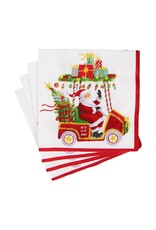 Caspari Christmas Paper Cocktail Napkins 20pk Santas Golf Cart