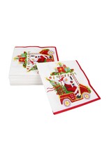 Caspari Christmas Paper Cocktail Napkins 20pk Santas Golf Cart