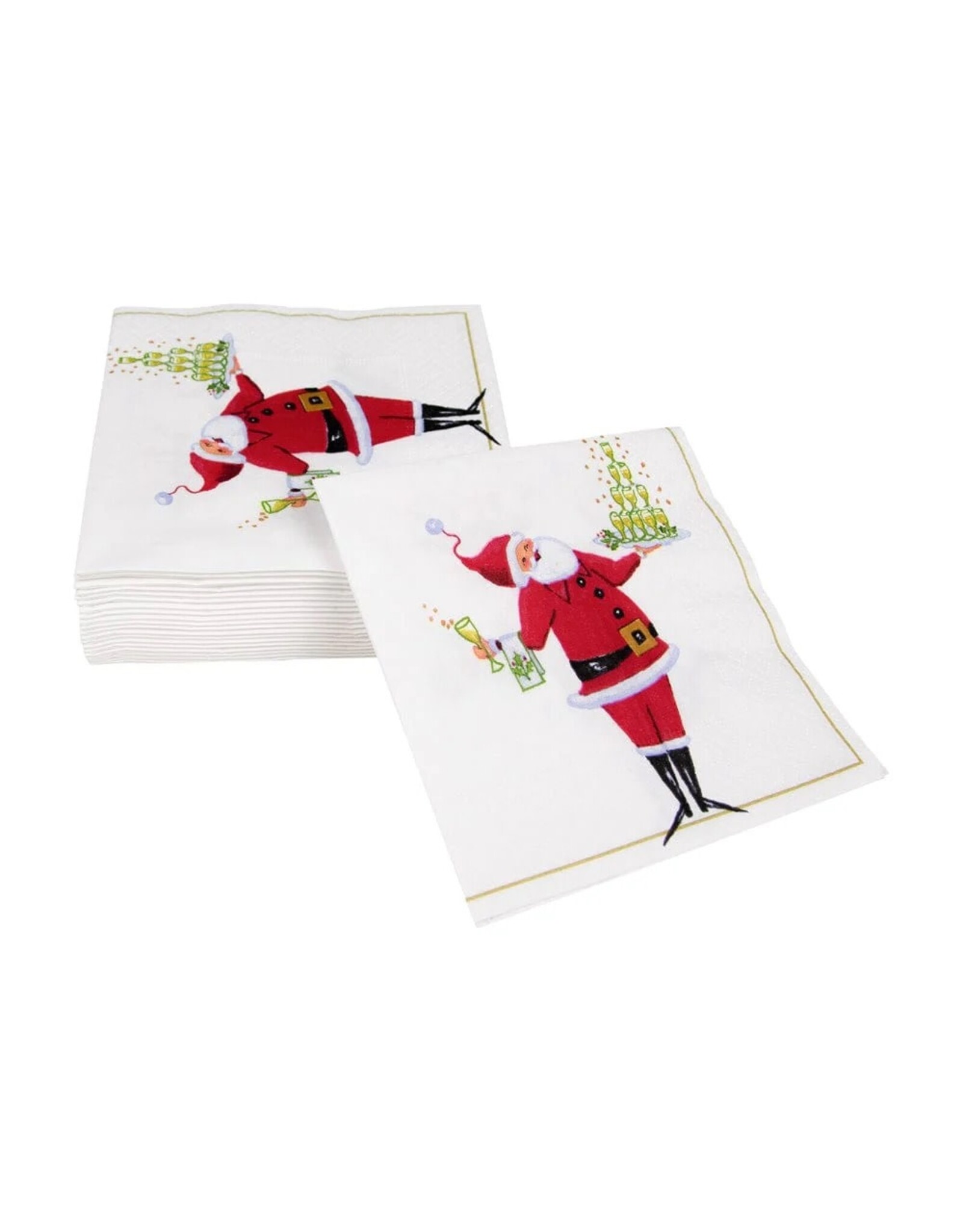Caspari Christmas Paper Cocktail Napkins 20pk Santa Serving Drinks