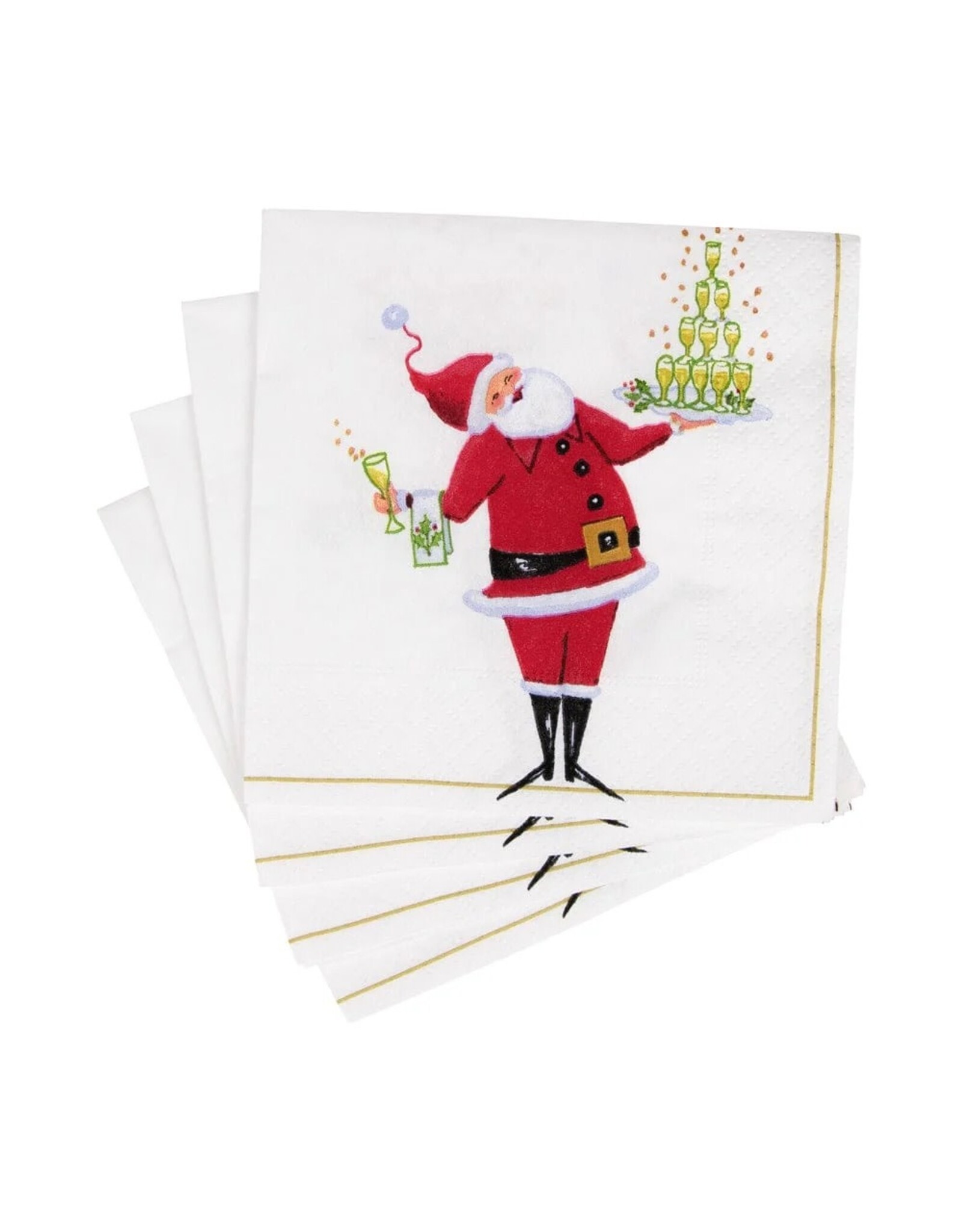 Caspari Christmas Paper Cocktail Napkins 20pk Santa Serving Drinks