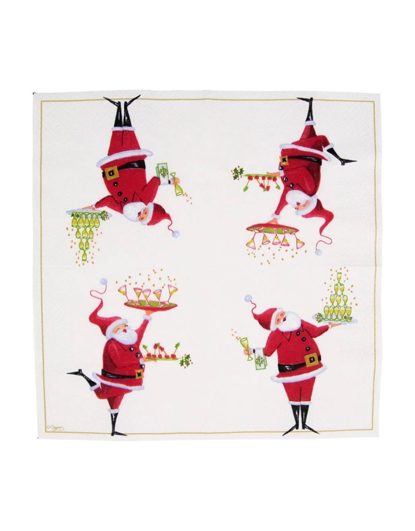 Caspari Christmas Paper Cocktail Napkins 20pk Santa Serving Drinks