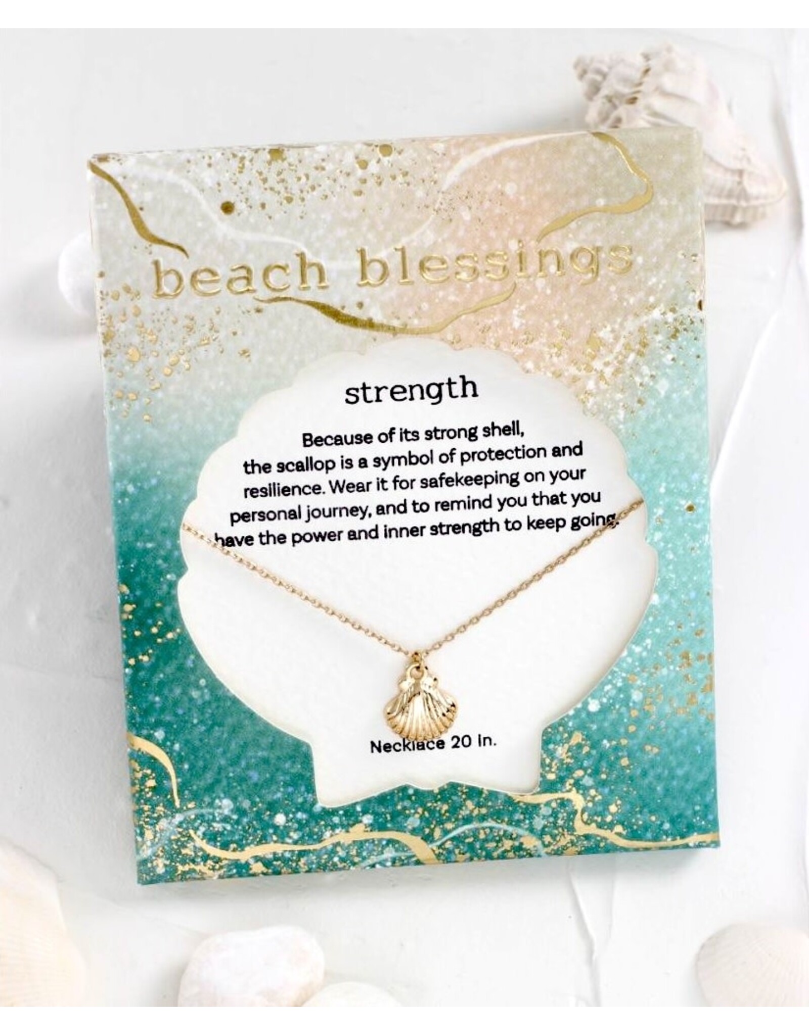 Periwinkle by Barlow Beach Blessings Necklaces | STRENGTH Scallop-Gold