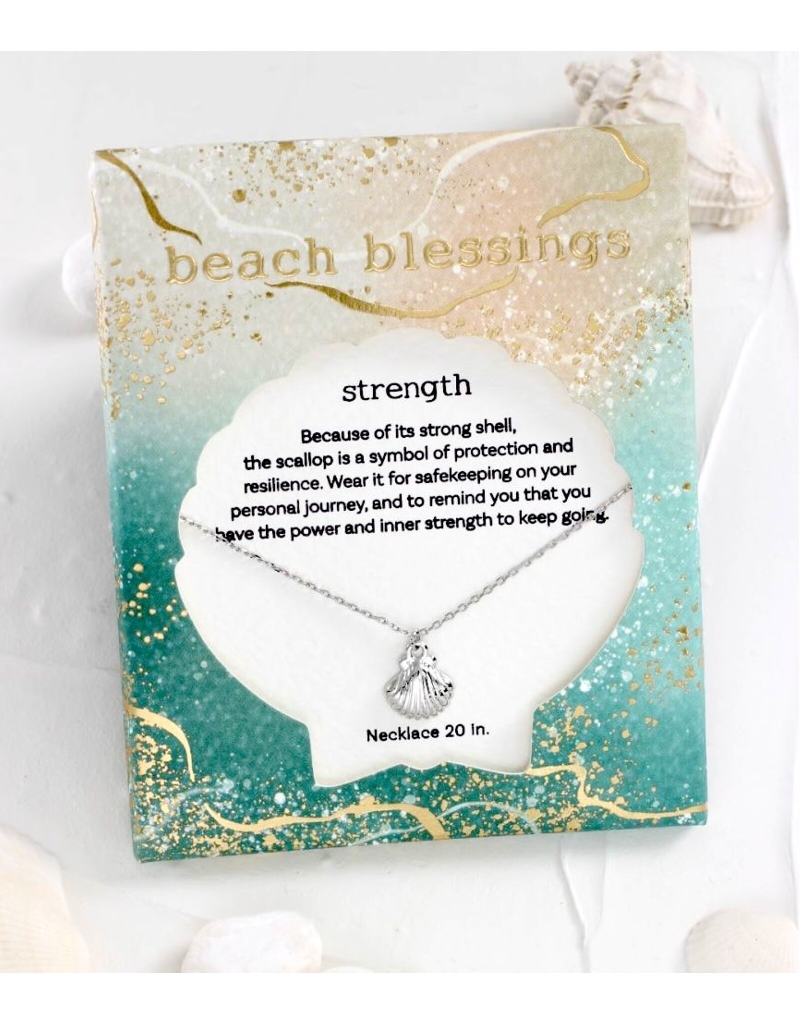 Periwinkle by Barlow Beach Blessings Necklaces | STRENGTH Scallop-Silver