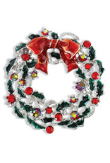 Periwinkle by Barlow Christmas Brooch Lapel Pin | Christmas Wreath