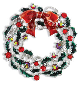 Periwinkle by Barlow Christmas Brooch Lapel Pin | Christmas Wreath