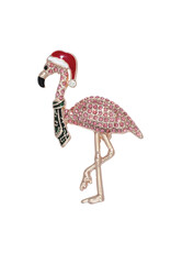 Periwinkle by Barlow Christmas Brooch Lapel Pin | Christmas Flamingo