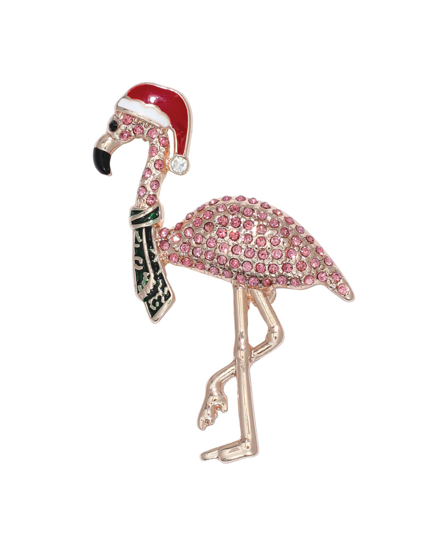 Periwinkle by Barlow Christmas Brooch Lapel Pin | Christmas Flamingo