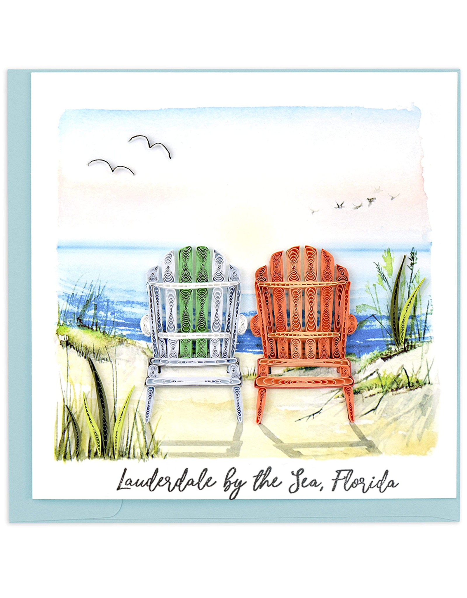 Quilling Card Lauderdale-By-The-Sea Quilled Beach Chairs Blank Card