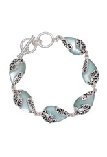 Periwinkle by Barlow Bracelets | Toggle Bracelet Gray Teardrop Silver Filigree
