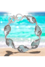 Periwinkle by Barlow Bracelets | Toggle Bracelet Gray Teardrop Silver Filigree