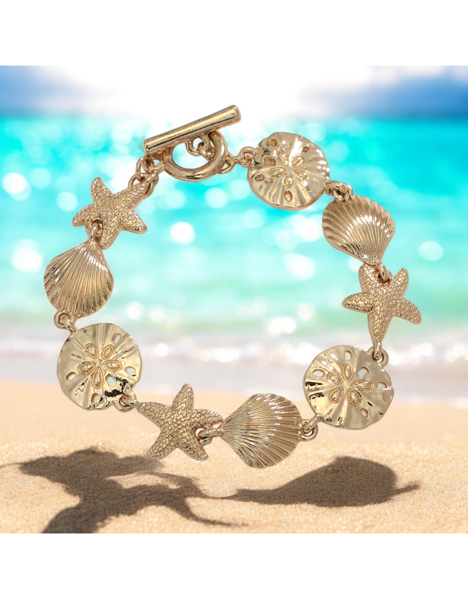 Periwinkle by Barlow Bracelets | Toggle Bracelet Gold Sea Life Charms