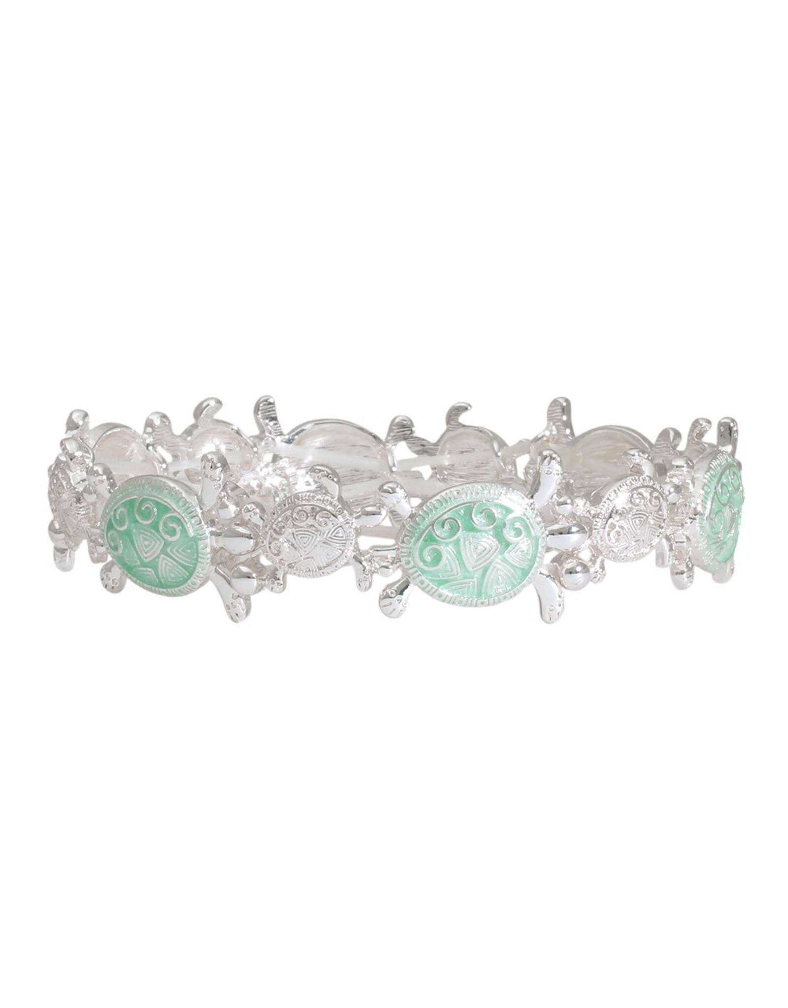 Periwinkle by Barlow Bracelets | Stretch Bracelet Silver Mint Turtles