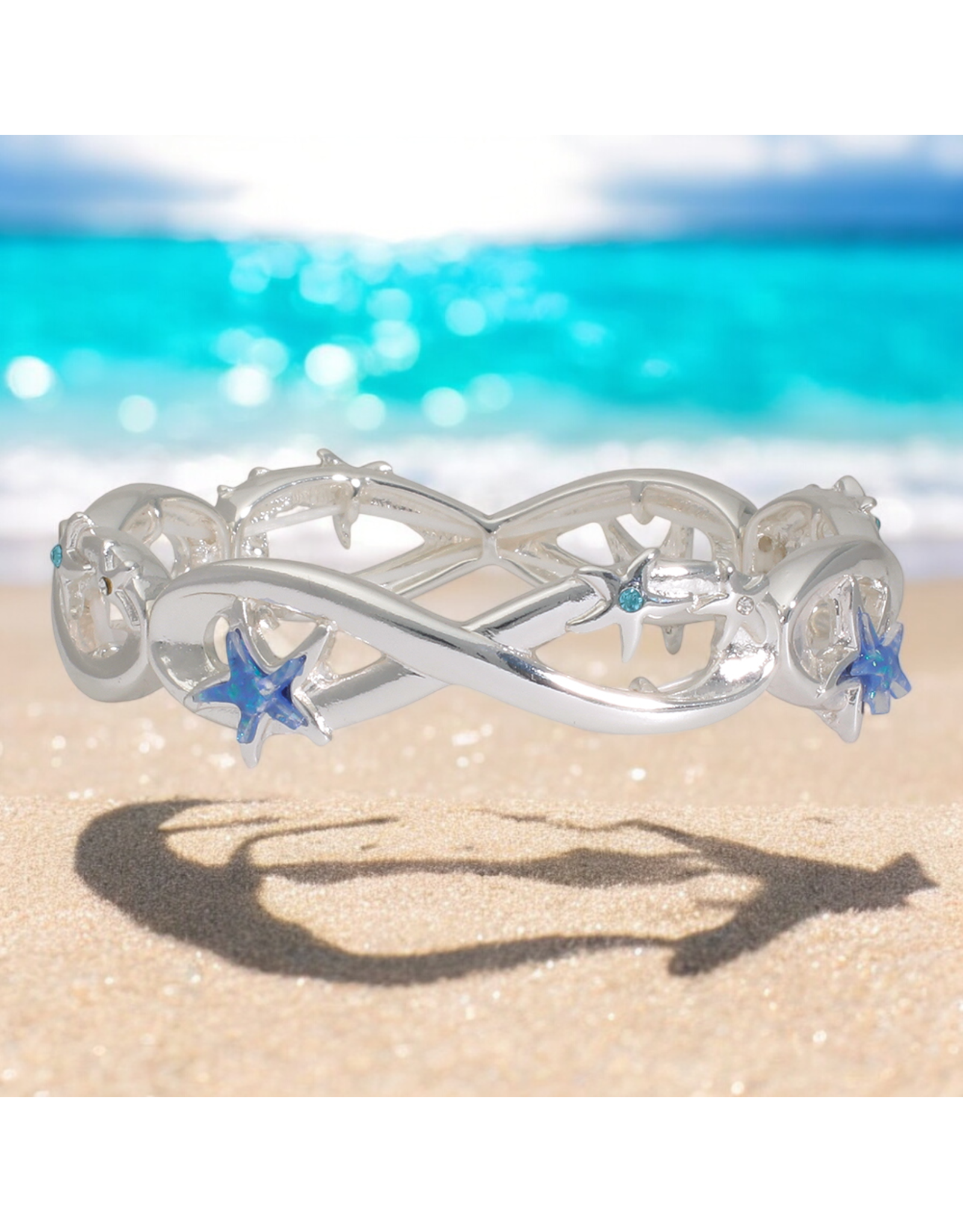 Periwinkle by Barlow Bracelets | Stretch Bracelet Silver w Starfish