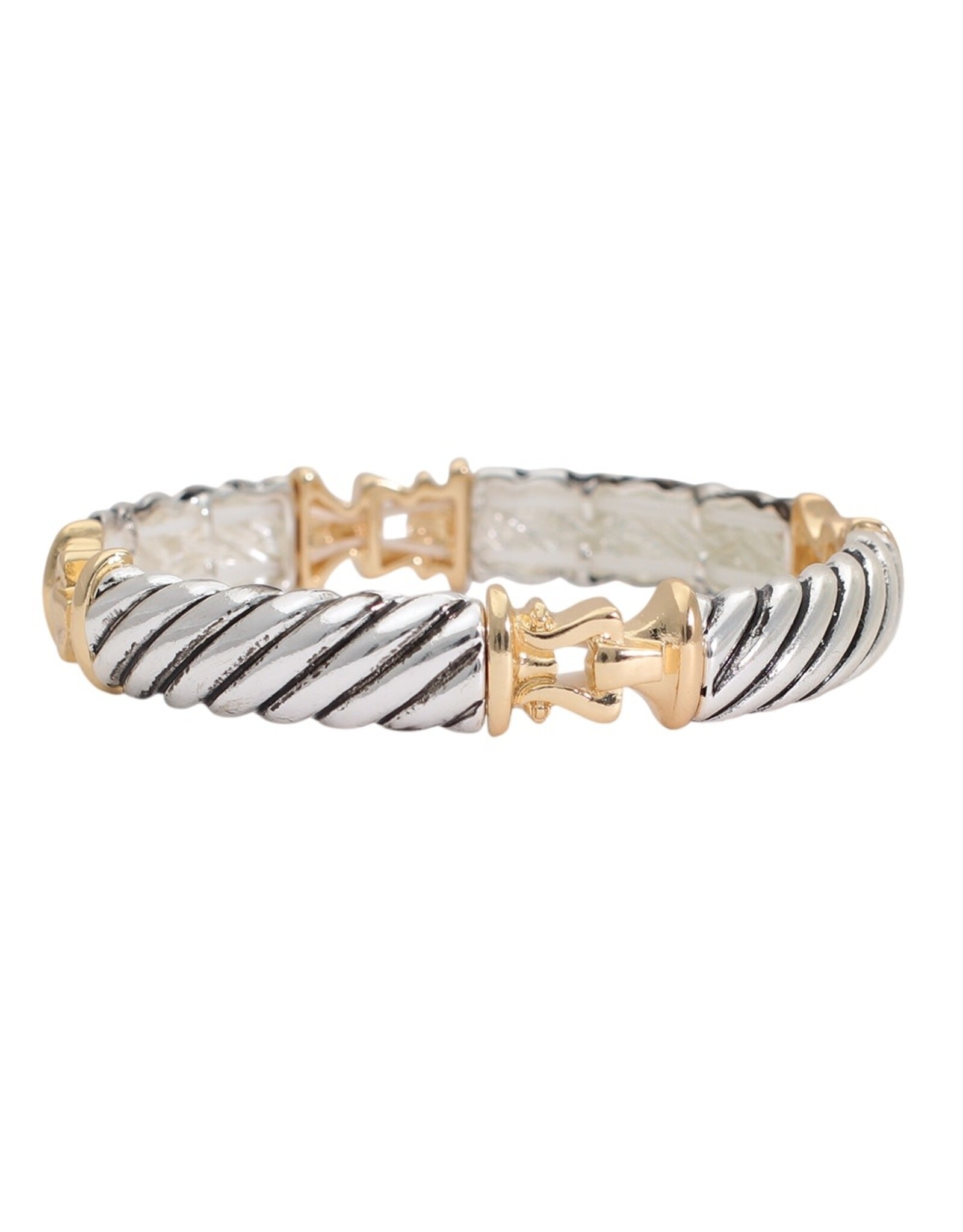 Periwinkle by Barlow Bracelets | Silver Twist w Gold Links Bracelet