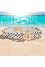Periwinkle by Barlow Bracelets | Silver Twist w Gold Links Bracelet