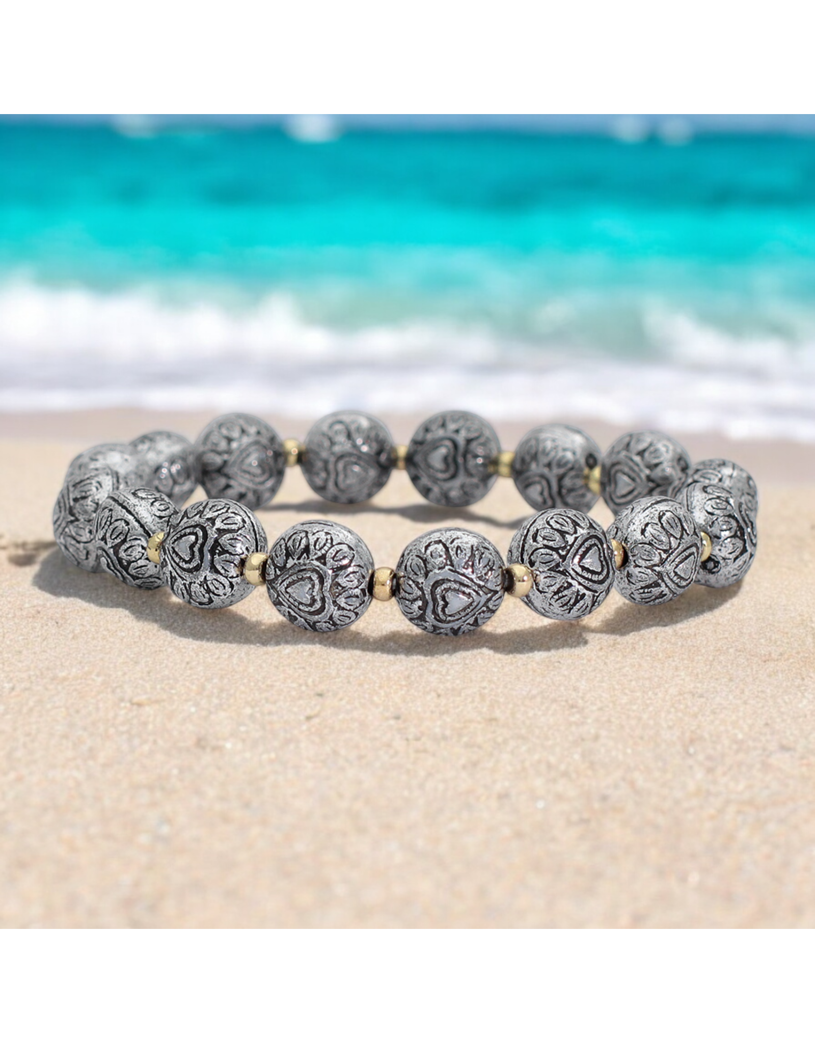Periwinkle by Barlow Bracelets | Antiqued Beads w Hearts Bracelet