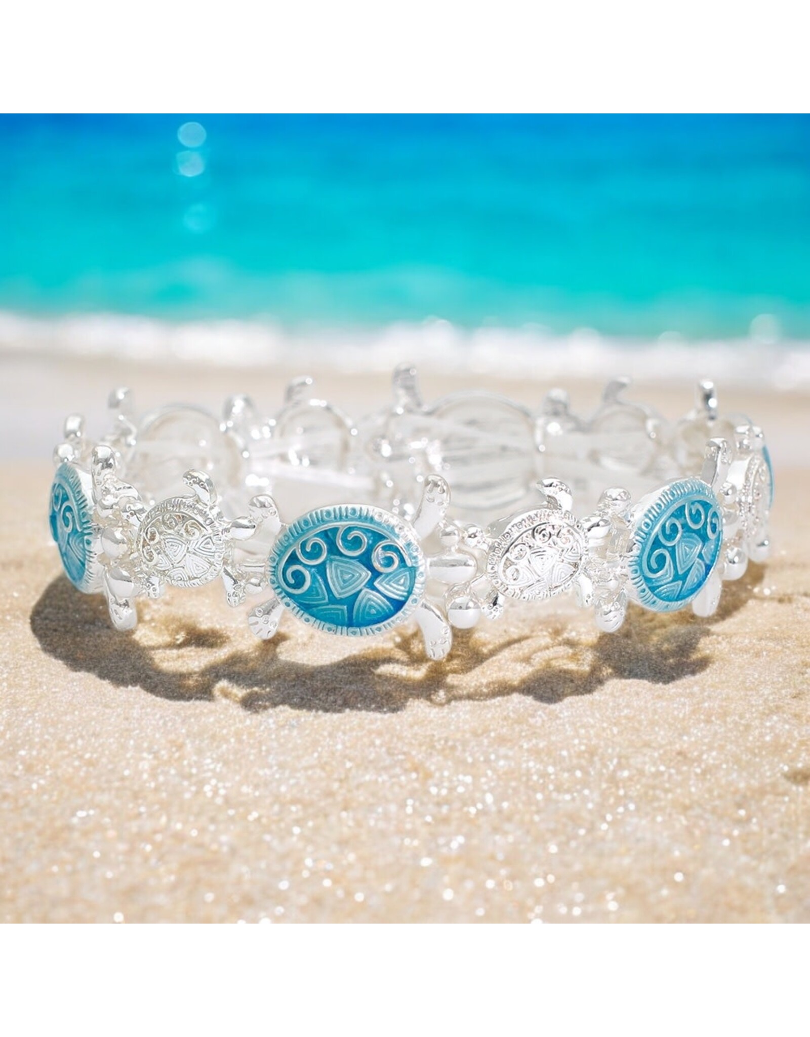 Periwinkle by Barlow Bracelets | Silver and Blue Sea Turtles Bracelet