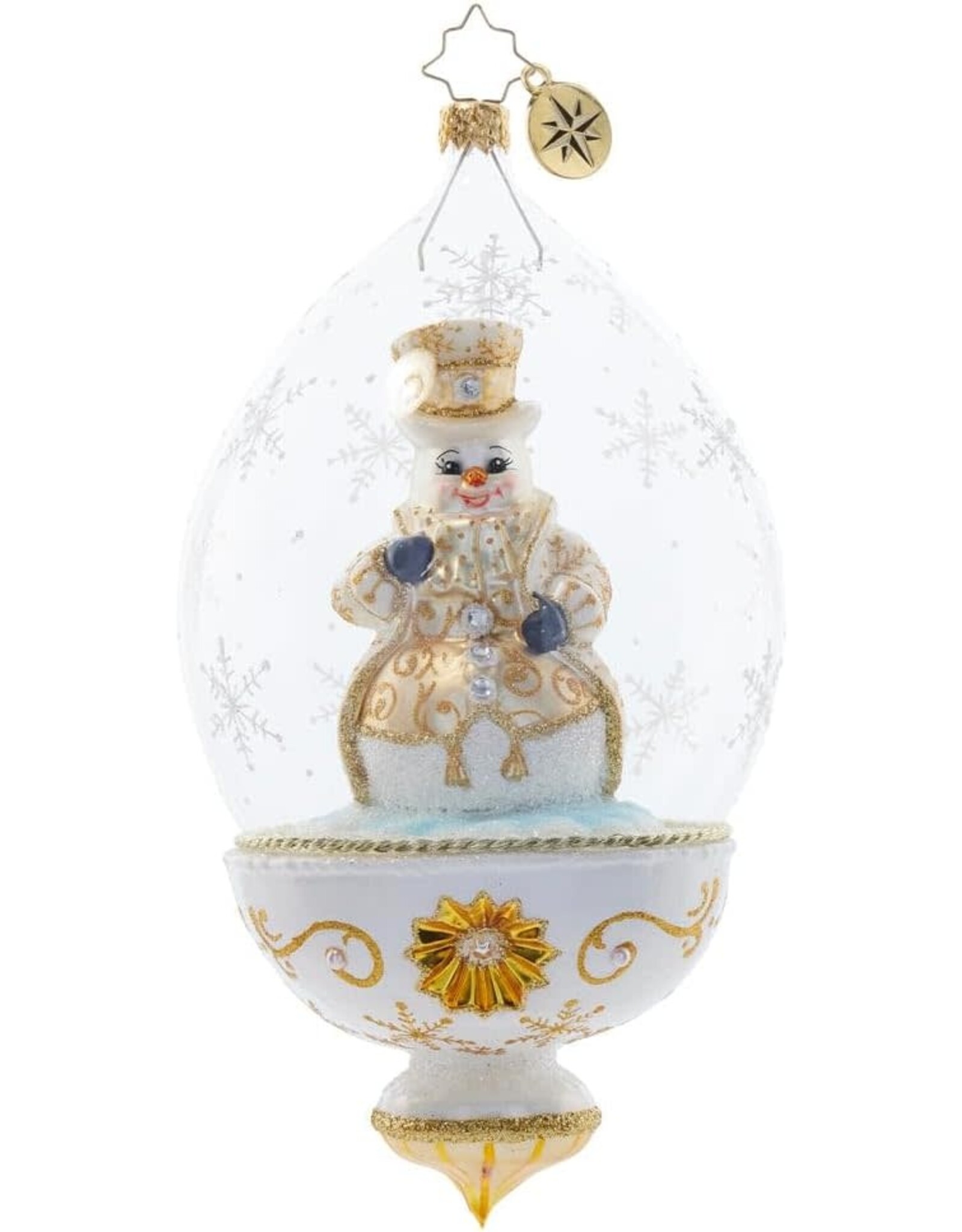 Christopher Radko Golden Snowman Globe Christmas Ornament LTD