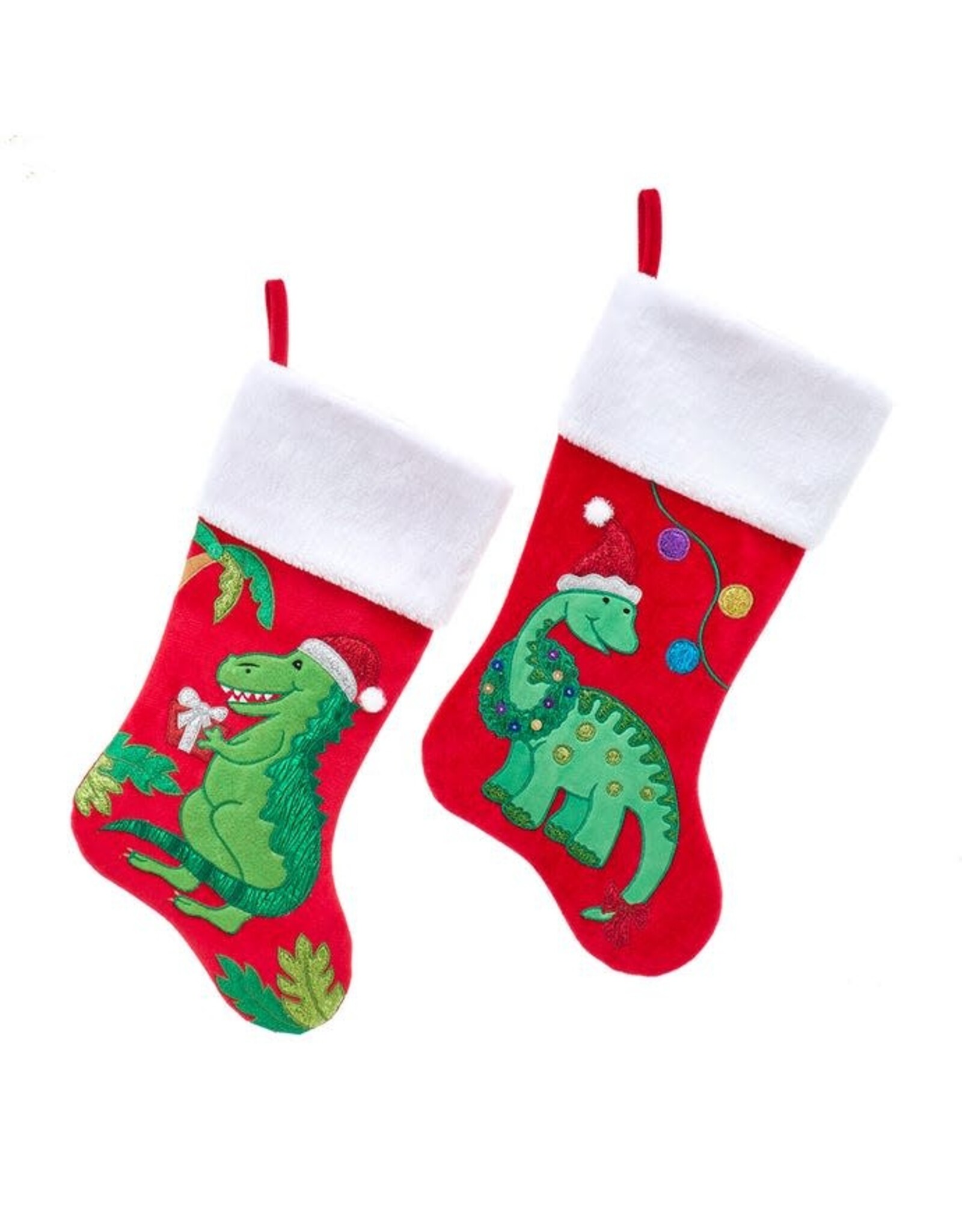 Kurt Adler Christmas Stocking Dinosaur Stockings 20.5" 2 Assorted