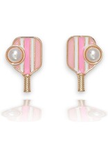 Periwinkle by Barlow Earrings | Pink Pickleball Racquets and Pearl