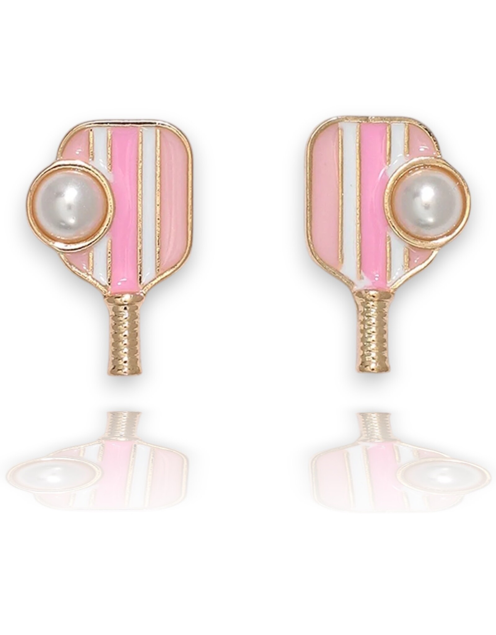 Periwinkle by Barlow Earrings | Pink Pickleball Racquets and Pearl