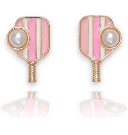 Periwinkle by Barlow Earrings | Pink Pickleball Racquets and Pearl