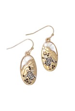 Periwinkle by Barlow Earrings Two Tone Turtle Scene w Mother Of Pearl