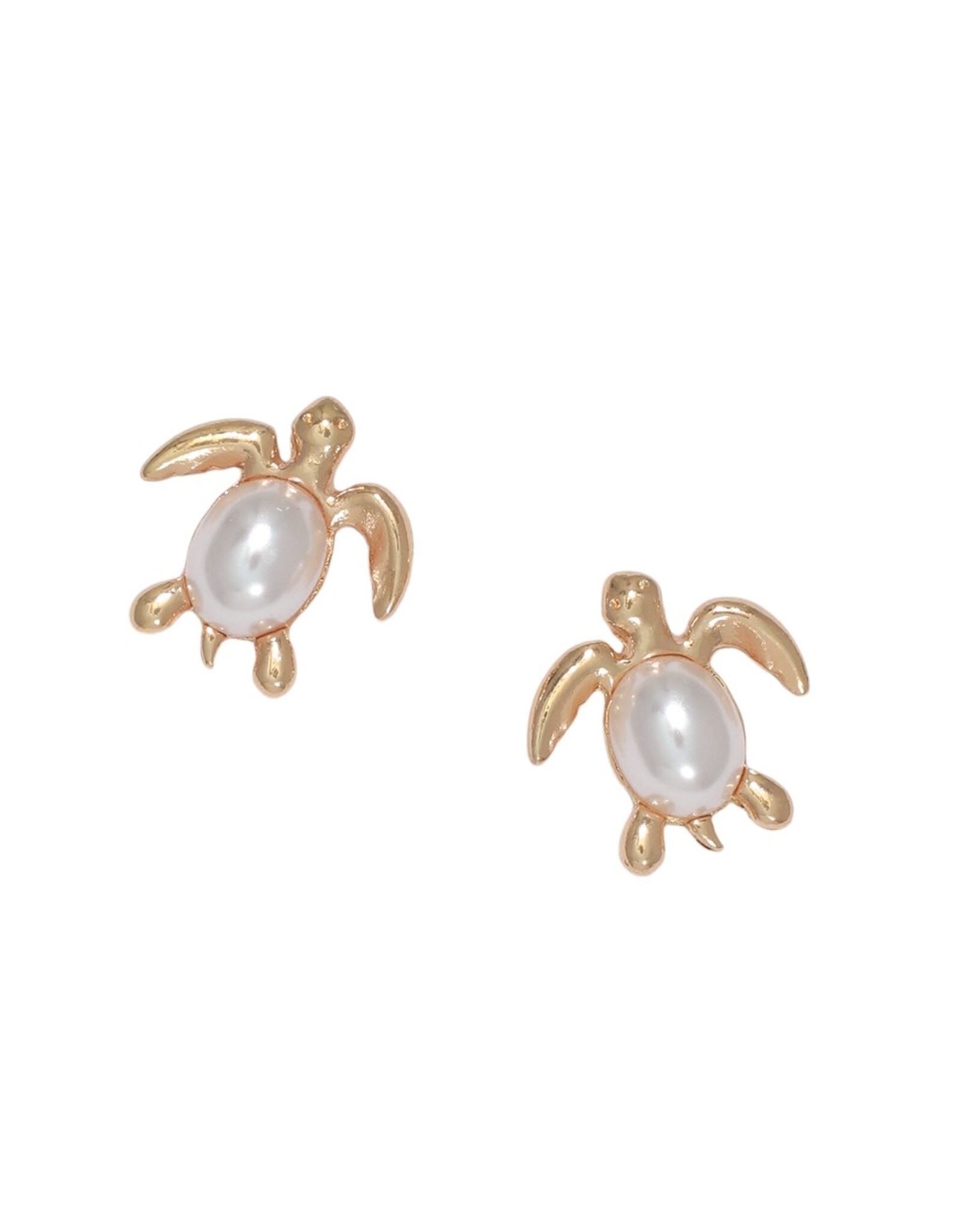 Periwinkle by Barlow Earrings | Gold Turtle with Pearls