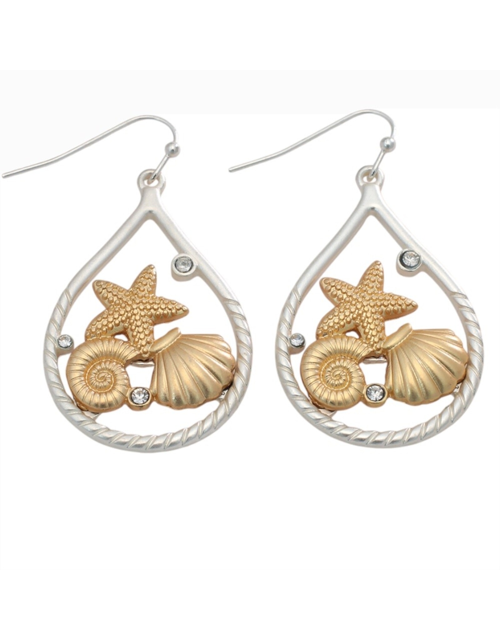 Periwinkle by Barlow Earrings | Two Tone Shell Drops w Crystals
