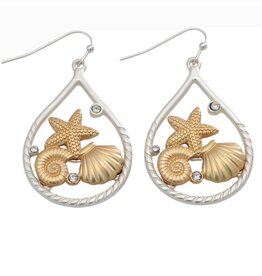 Periwinkle by Barlow Earrings | Two Tone Shell Drops w Crystals