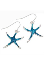Periwinkle by Barlow Earrings | Silver Dancing Starfish w Blue Glitter Inlay
