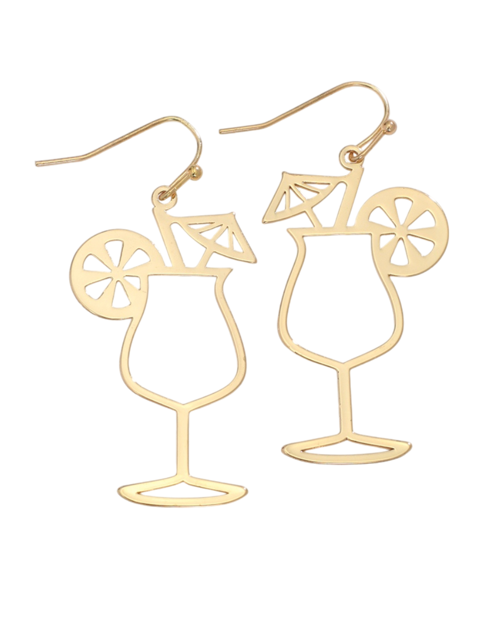 Periwinkle by Barlow Earrings | Gold Tropical Drink Cutout