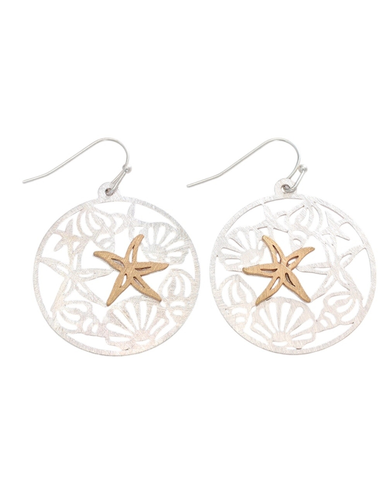 Periwinkle by Barlow Earrings | Two Tone Starfish and Shells Cutout