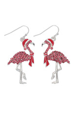 Periwinkle by Barlow Christmas Earrings | Christmas Flamingos W Pink Crystals