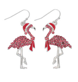 Periwinkle by Barlow Christmas Earrings | Christmas Flamingos W Pink Crystals