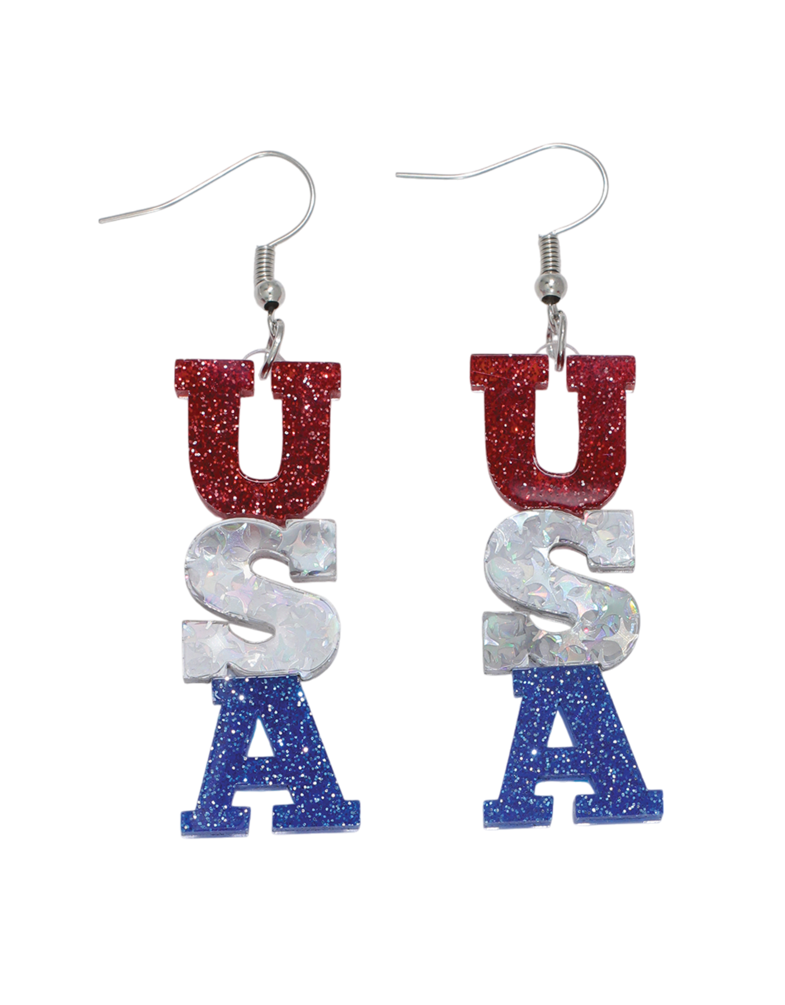Periwinkle by Barlow Patriotic Earrings | Glitter USA Earrings