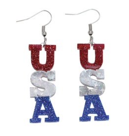 Periwinkle by Barlow Patriotic Earrings | Glitter USA Earrings
