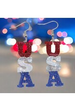 Periwinkle by Barlow Patriotic Earrings | Glitter USA Earrings